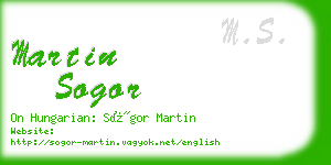 martin sogor business card